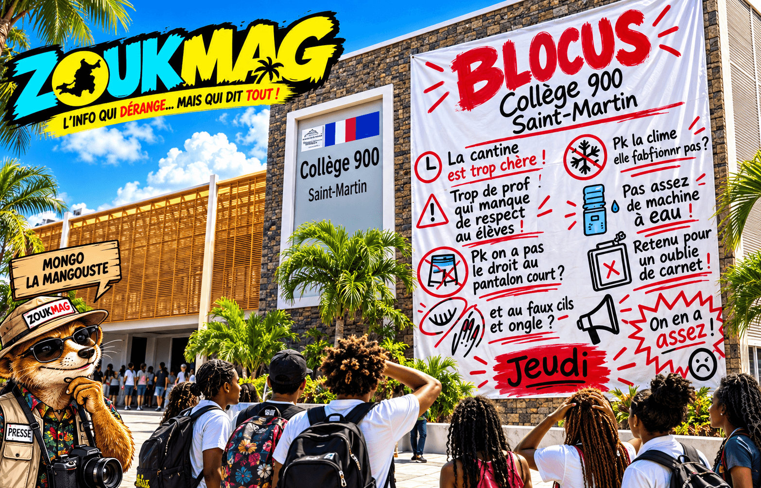 À Saint-Martin la révolution lycéenne commence par les pantalons courts, les faux cils et les faux ongles blocus au collège 900 saint martin se mobilise