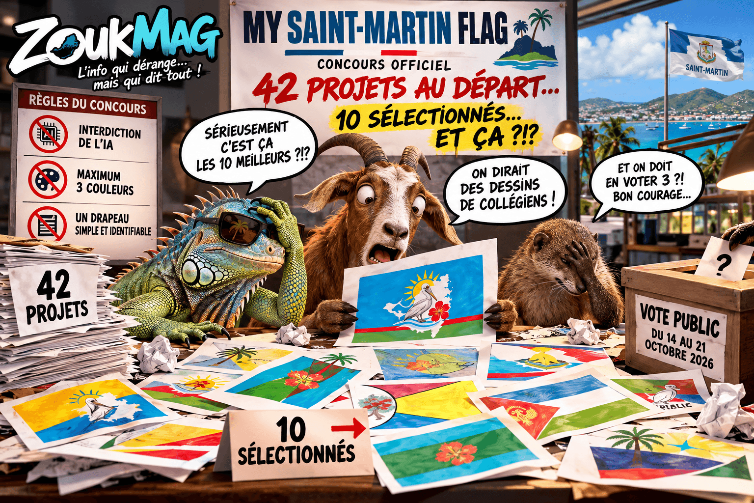 concours des drapeaux, chaos tropical