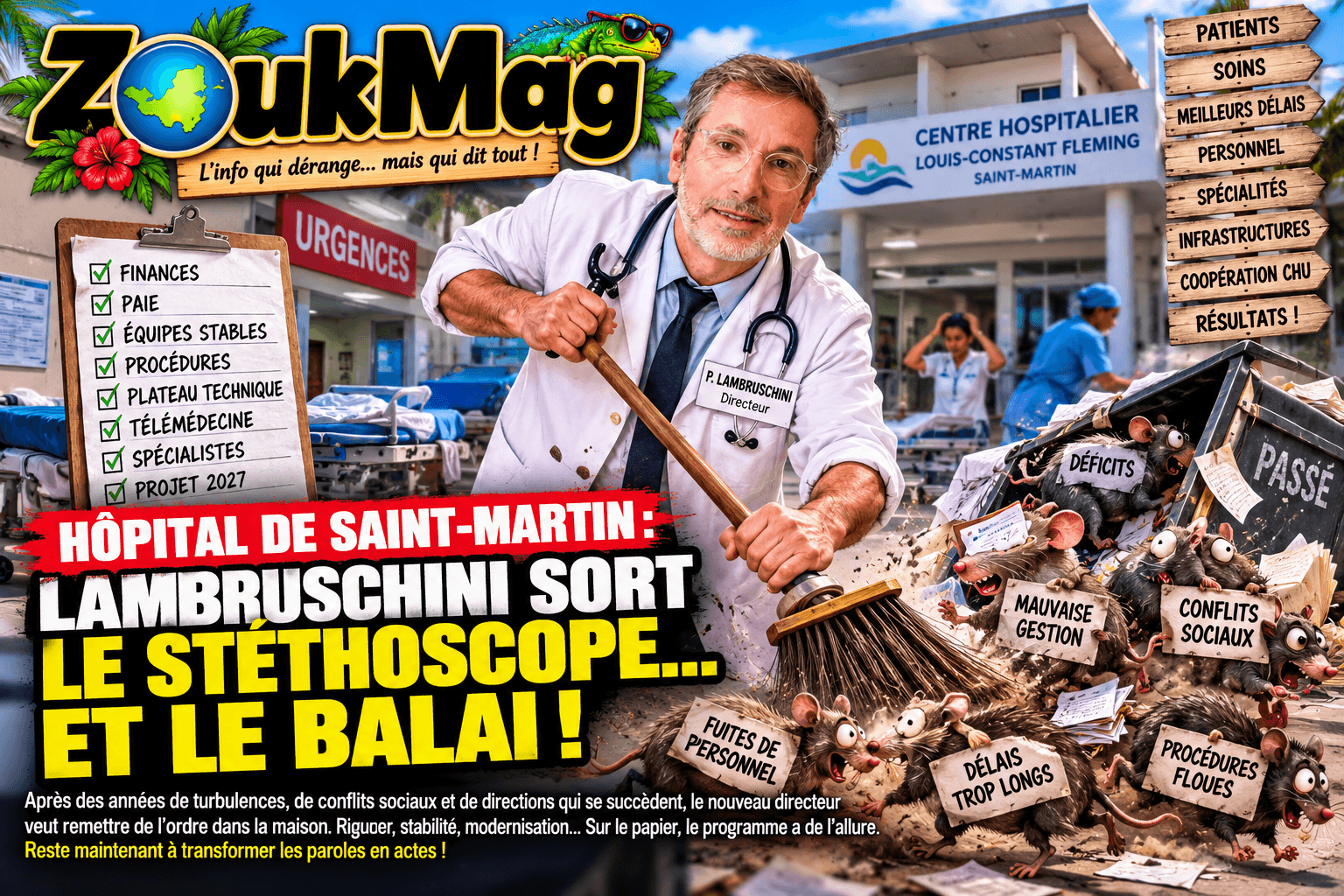lambruschini sort le stéthoscope et le balai