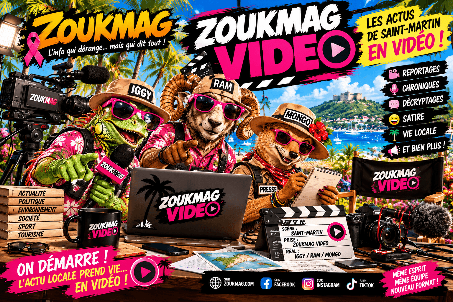 ZOUKMAG VIDEO — IGGY, RAM ET MONGO QUITTENT LA PAGE… ET PASSENT À L’ÉCRAN ! lancement de zoukmag vidéo à saint martin